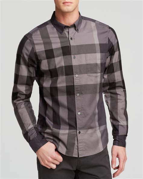 burberry button up shirt grey|Burberry button up shirt men.